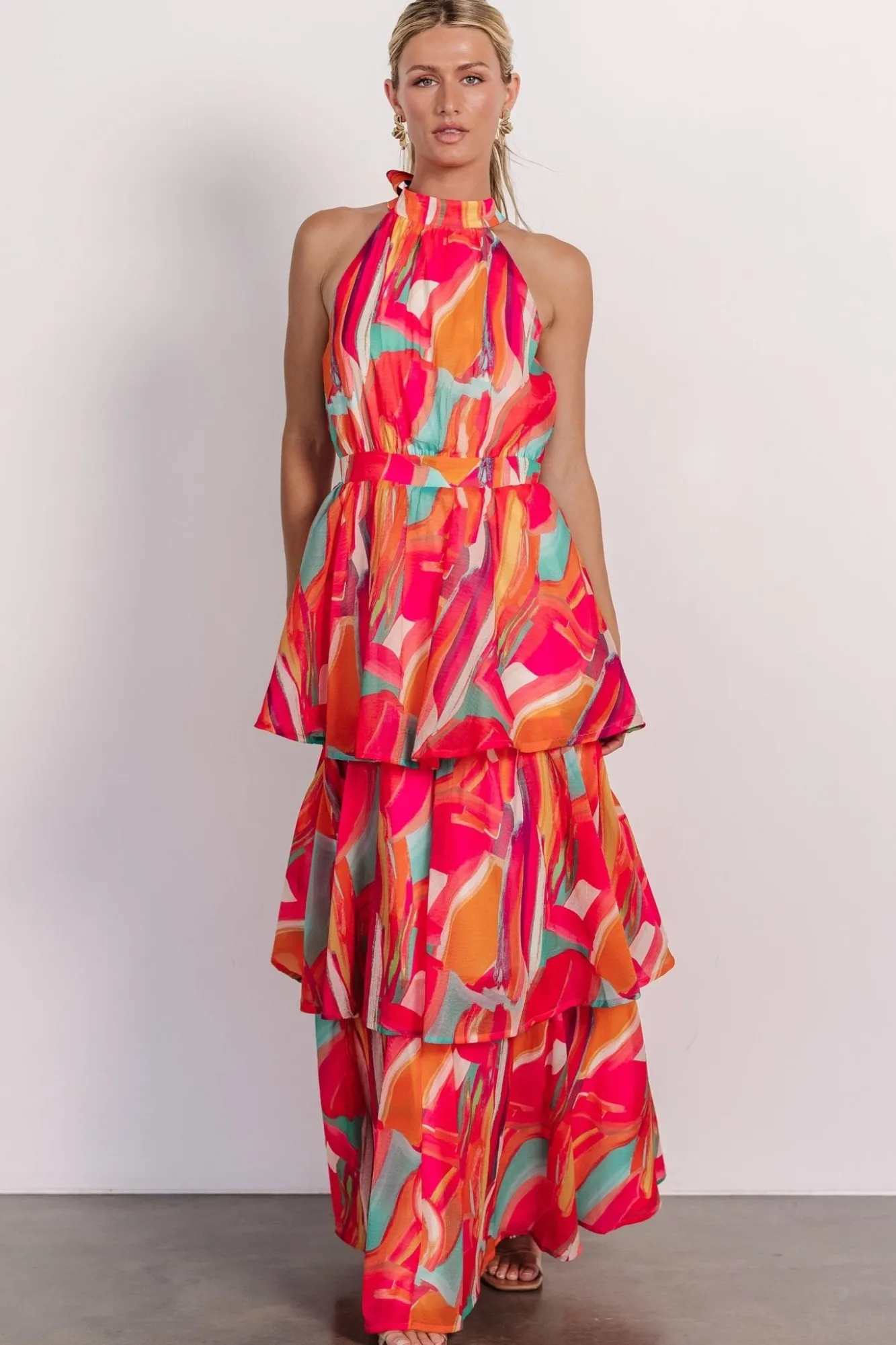 Baltic Born Autumn Halter Maxi Dress | Fuchsia Multi