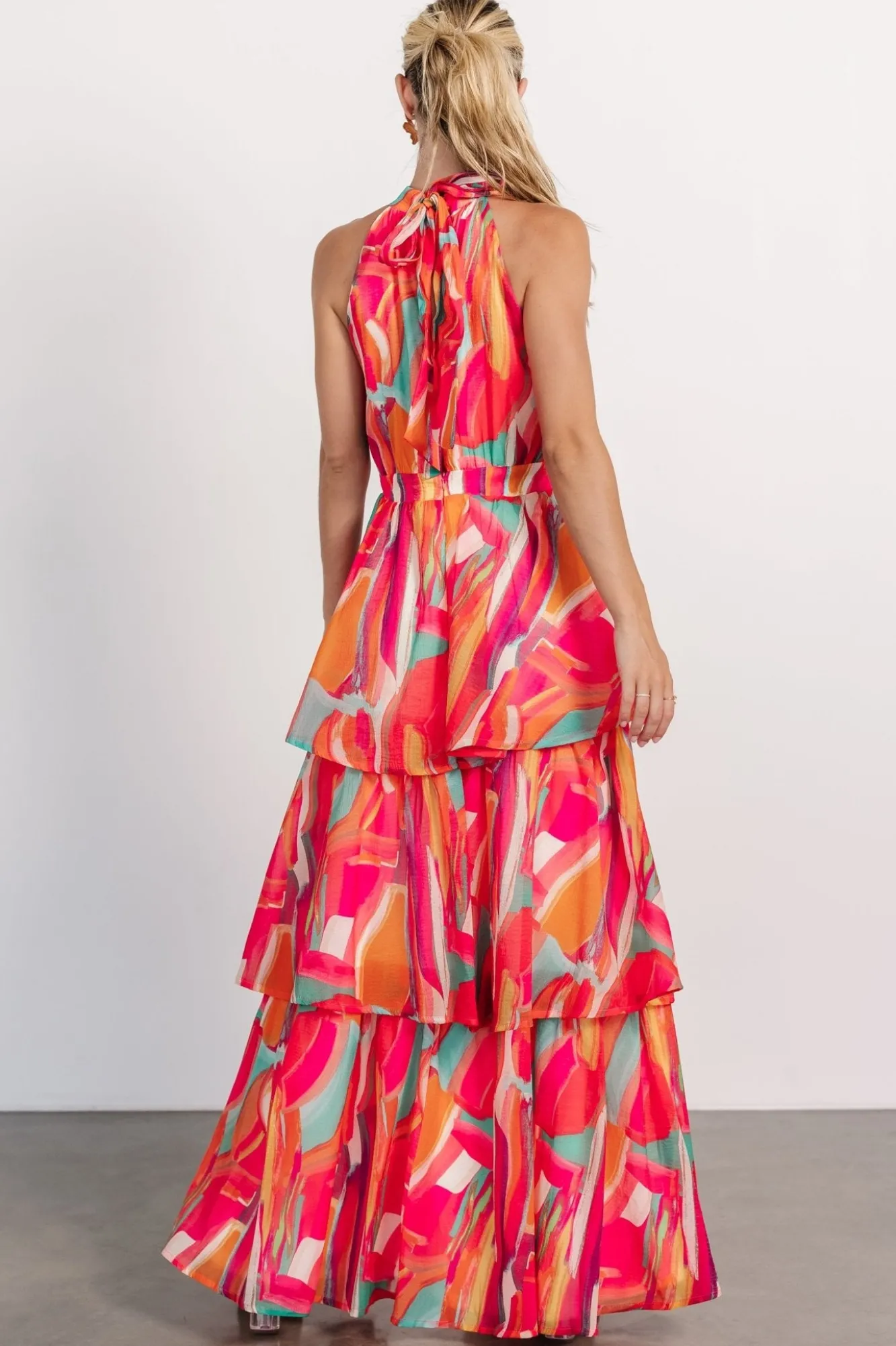 Baltic Born Autumn Halter Maxi Dress | Fuchsia Multi