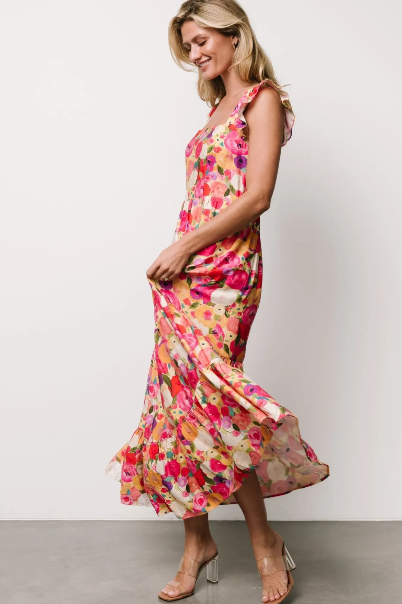 Baltic Born Ayla Tiered Maxi Dress | Pink Multi Floral