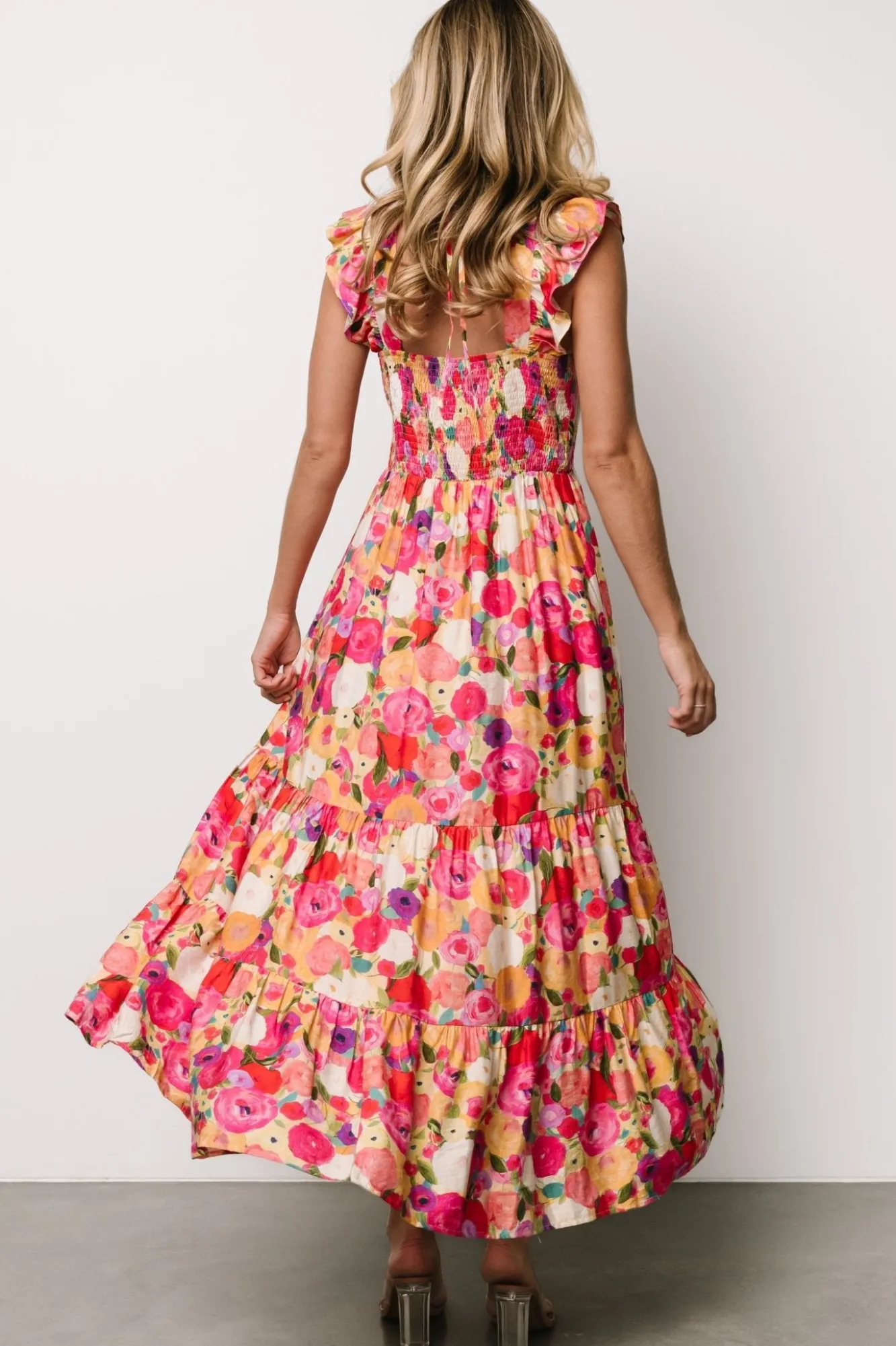 Baltic Born Ayla Tiered Maxi Dress | Pink Multi Floral