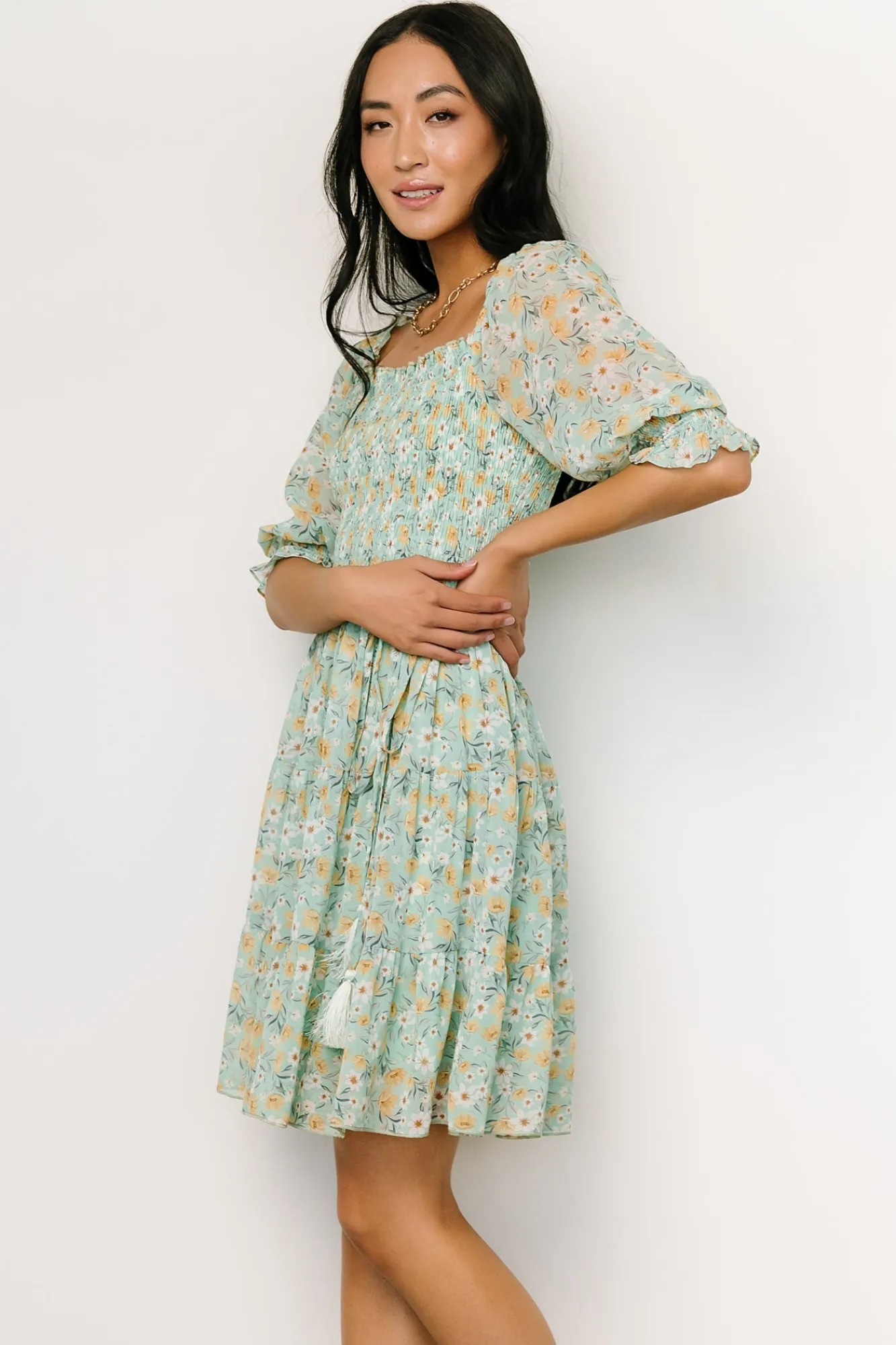 Baltic Born Azlyn Smocked Short Dress | Sage Floral