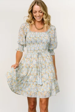 Baltic Born Azlyn Smocked Short Dress | Light Blue Floral