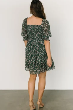 Baltic Born Azlyn Smocked Short Dress | Green + Pink Floral
