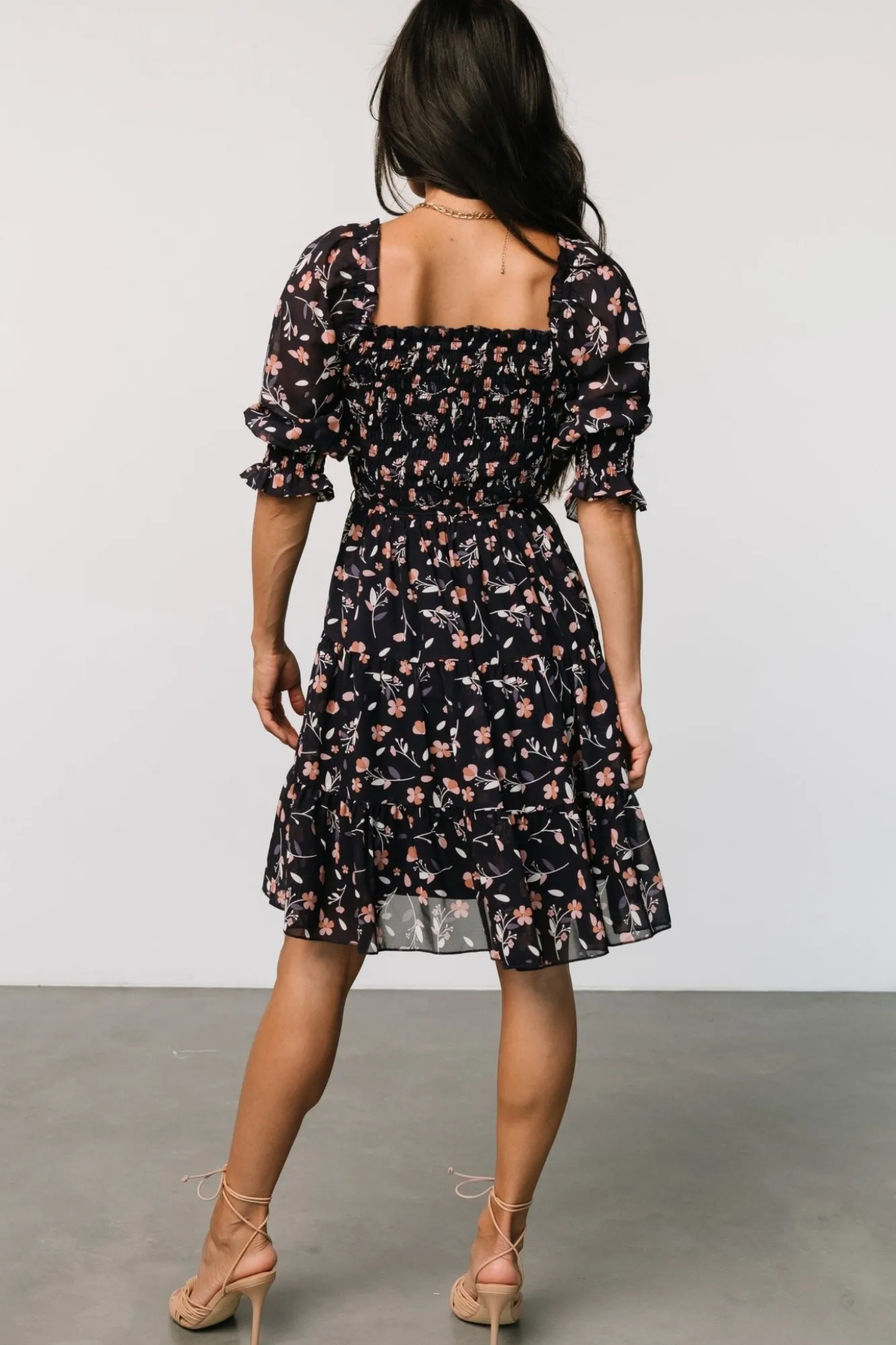 Baltic Born Azlyn Smocked Short Dress | Navy + Pink Floral