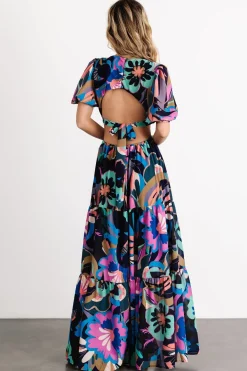 Baltic Born Bastina Open Back Maxi Dress | Black Print