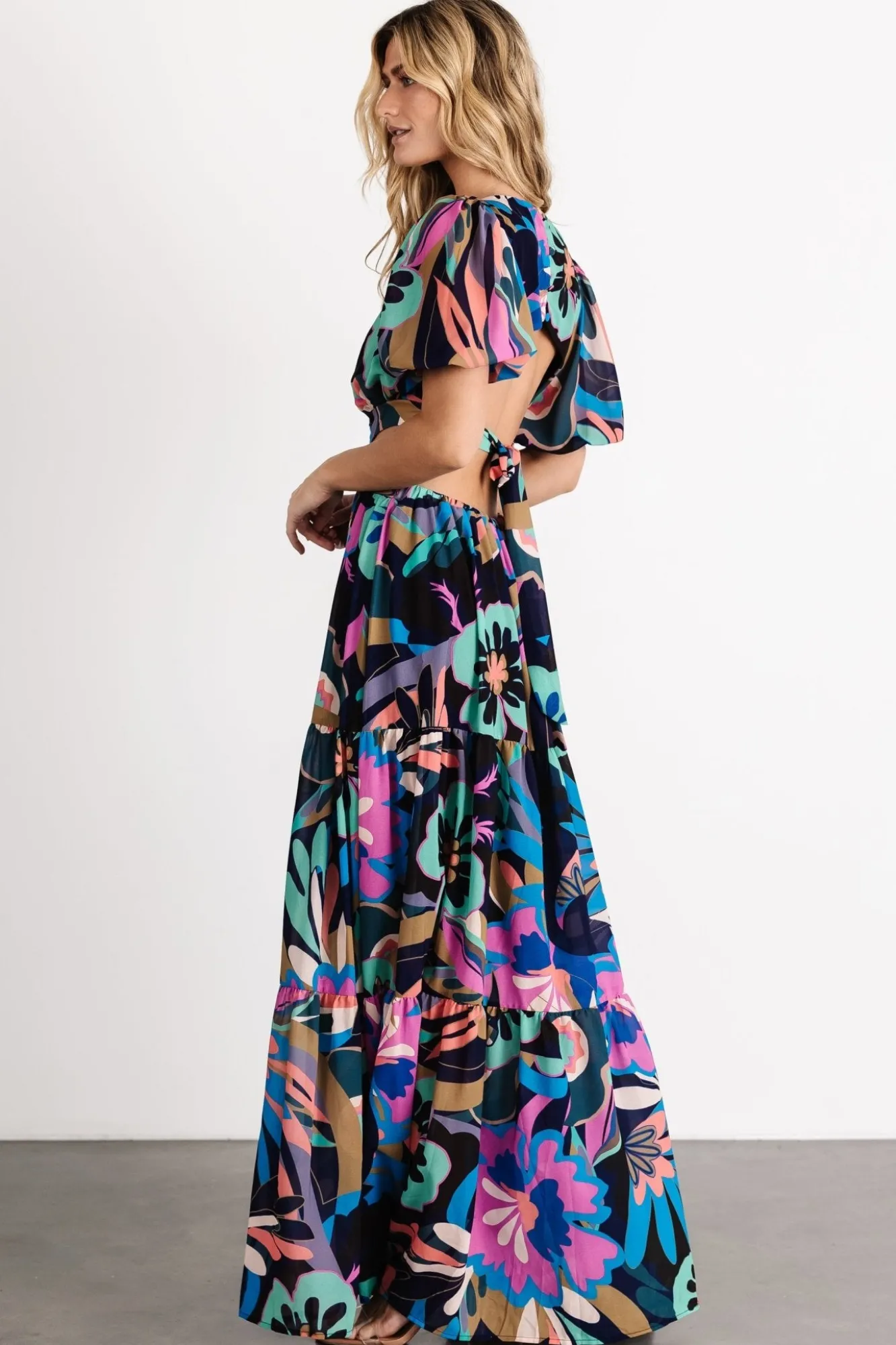 Baltic Born Bastina Open Back Maxi Dress | Black Print
