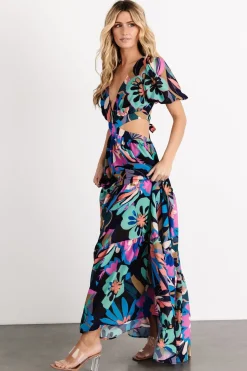 Baltic Born Bastina Open Back Maxi Dress | Black Print