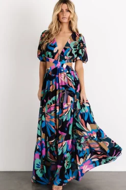 Baltic Born Bastina Open Back Maxi Dress | Black Print