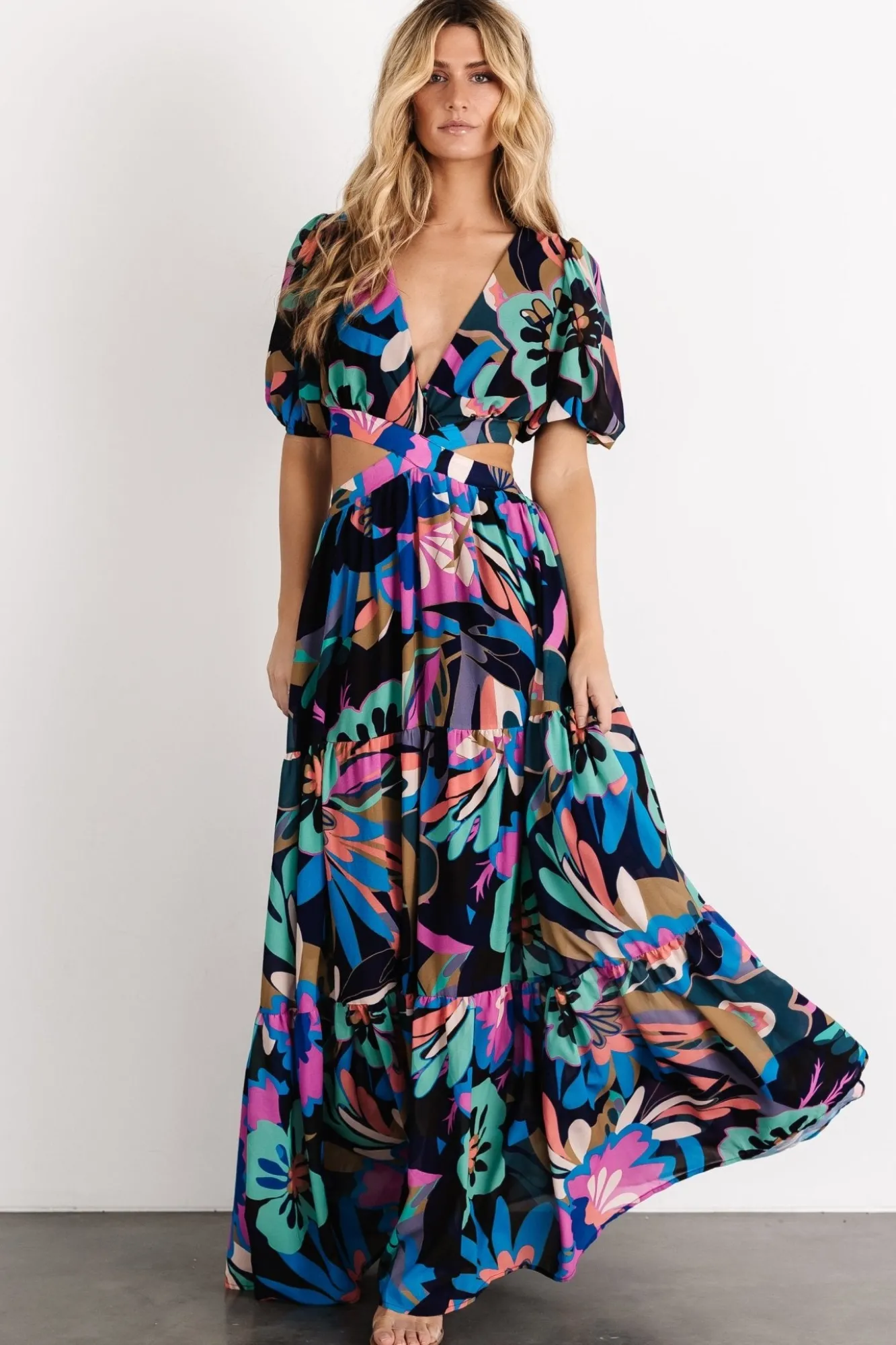 Baltic Born Bastina Open Back Maxi Dress | Black Print