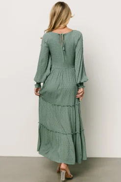 Baltic Born Bayley Smocked Dotted Maxi Dress | Dark Eucalyptus