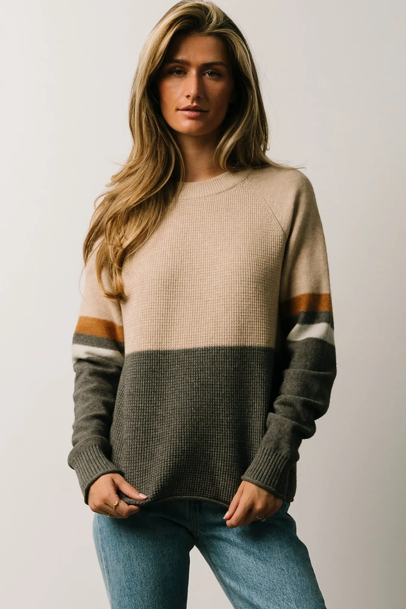 Baltic Born Baylor Color Block Sweater | Natural Multi