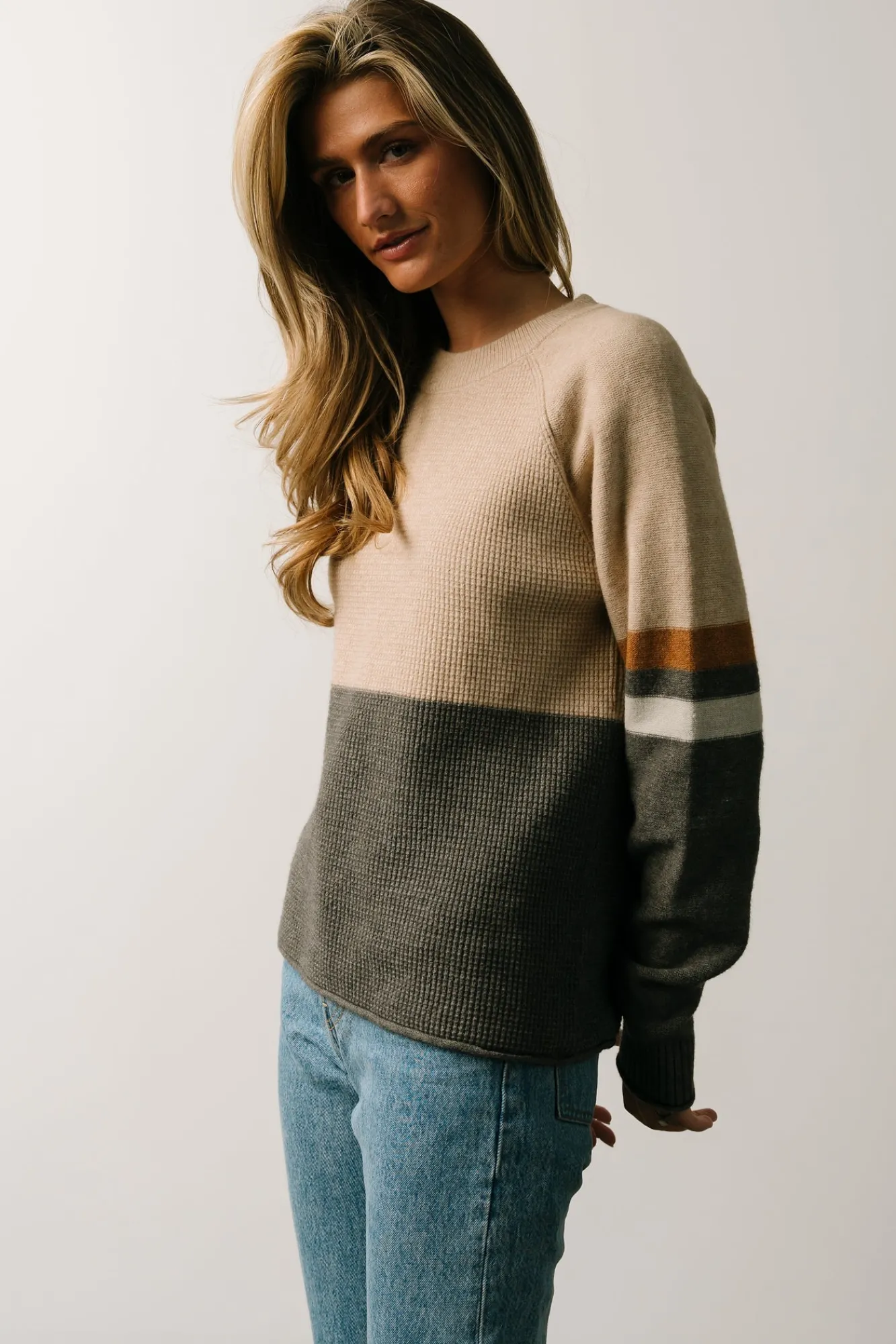 Baltic Born Baylor Color Block Sweater | Natural Multi