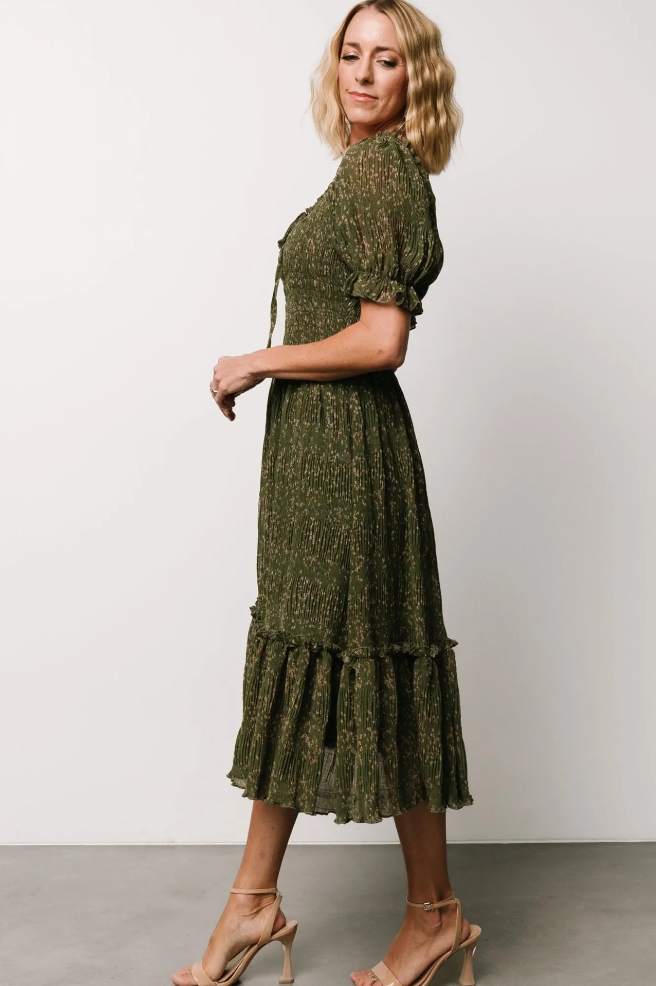 Baltic Born Beatrice Smocked Midi Dress | Olive Floral