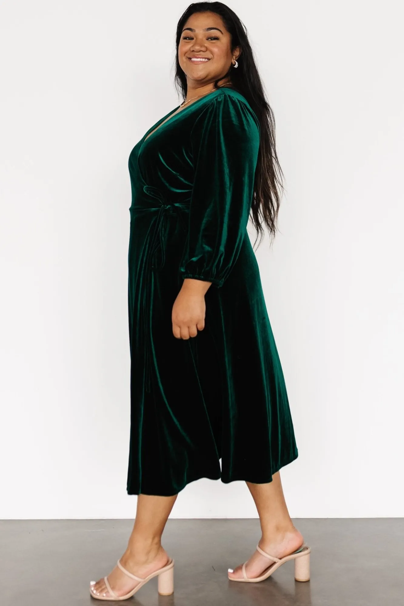 Baltic Born Beckinsale Velvet Wrap Dress | Dark Green