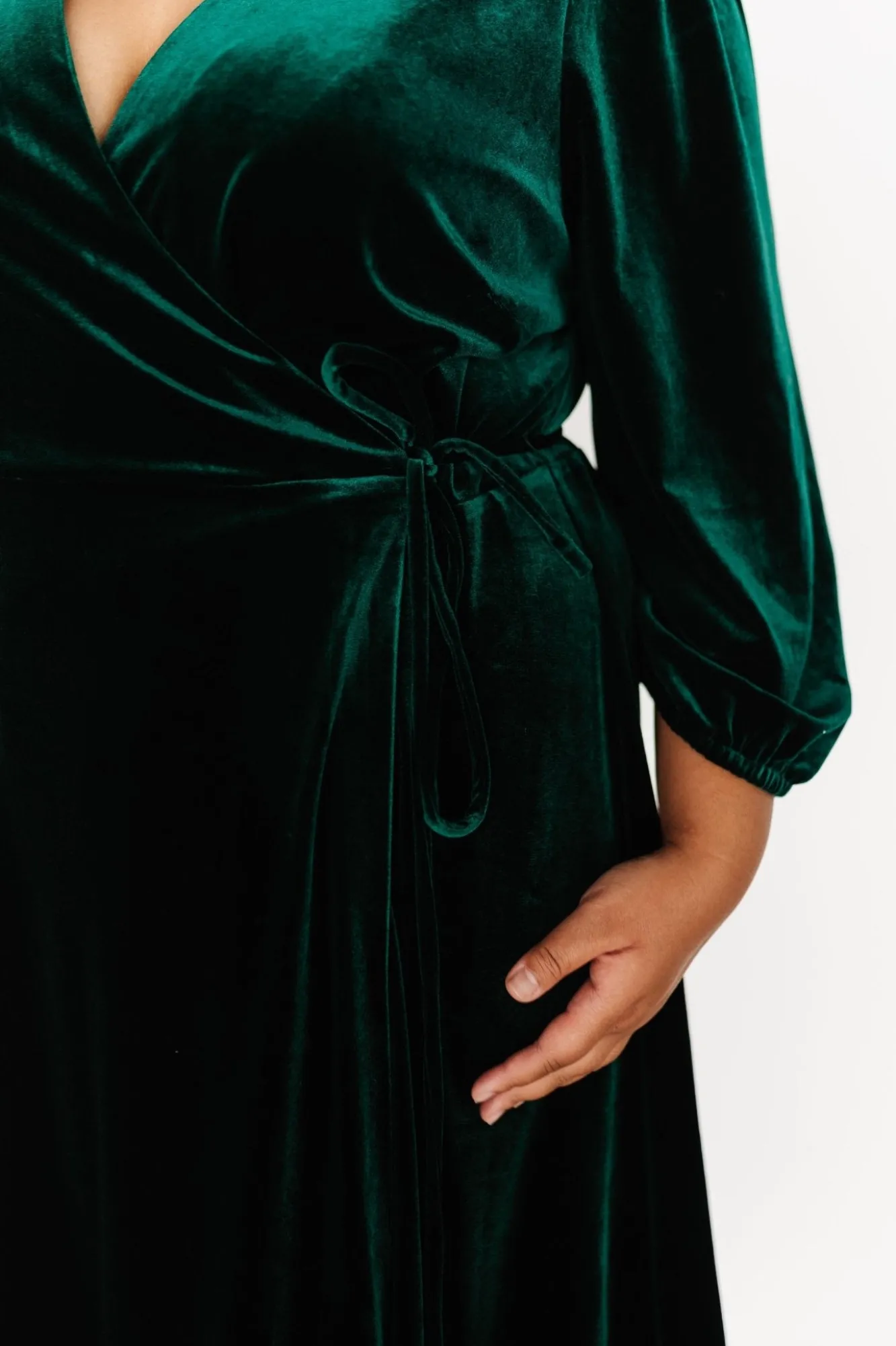 Baltic Born Beckinsale Velvet Wrap Dress | Dark Green