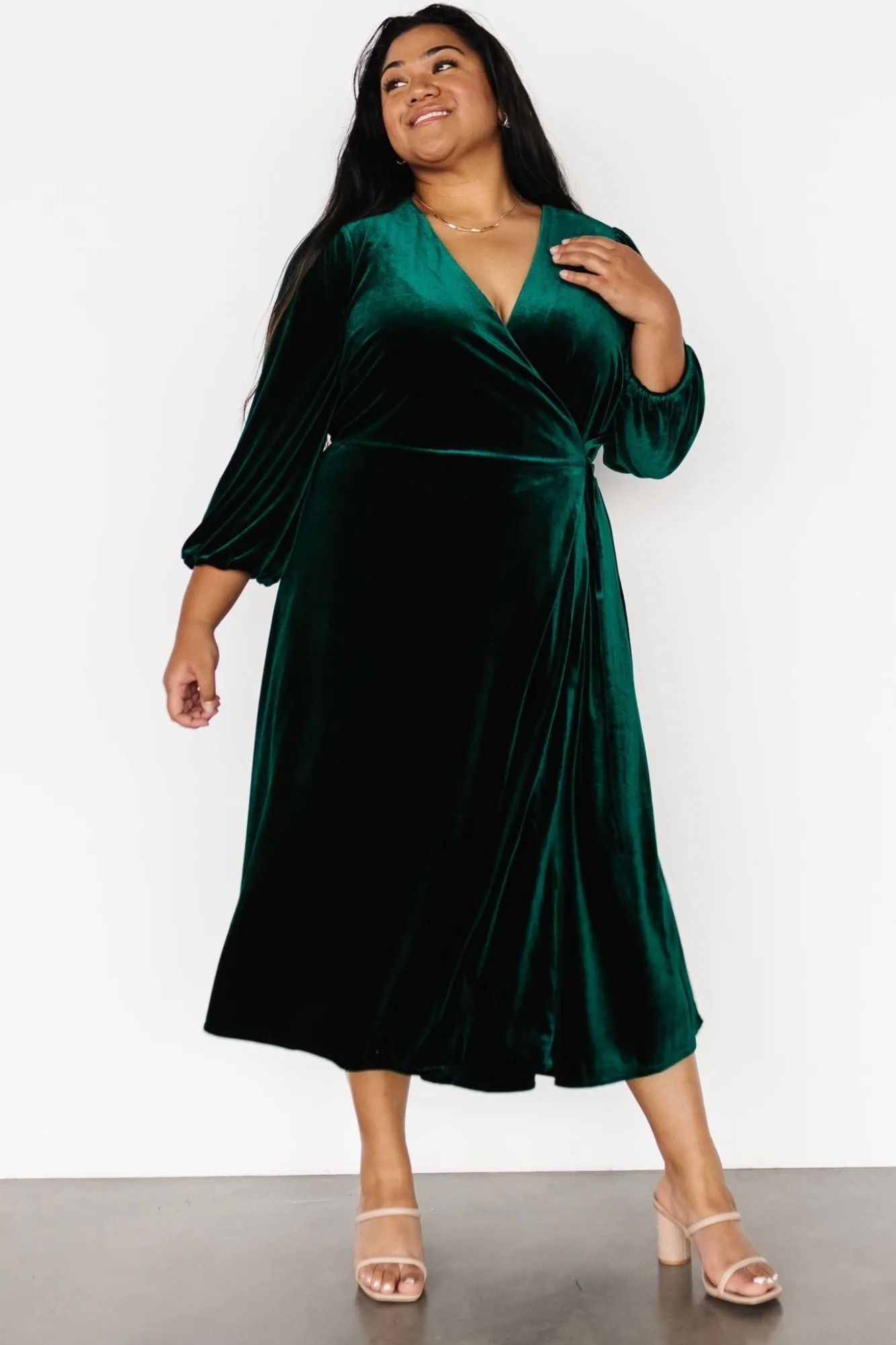 Baltic Born Beckinsale Velvet Wrap Dress | Dark Green