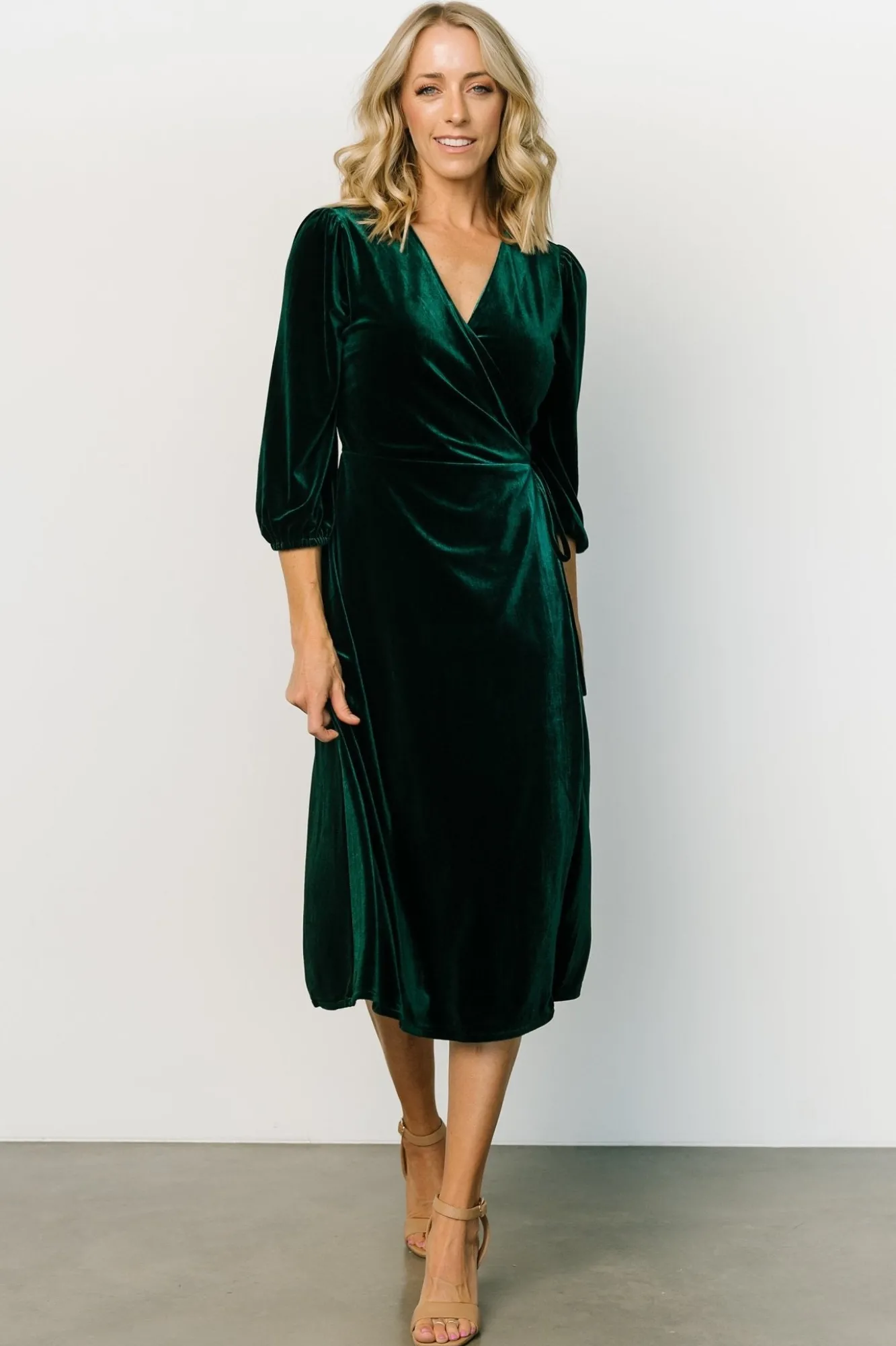 Baltic Born Beckinsale Velvet Wrap Dress | Dark Green