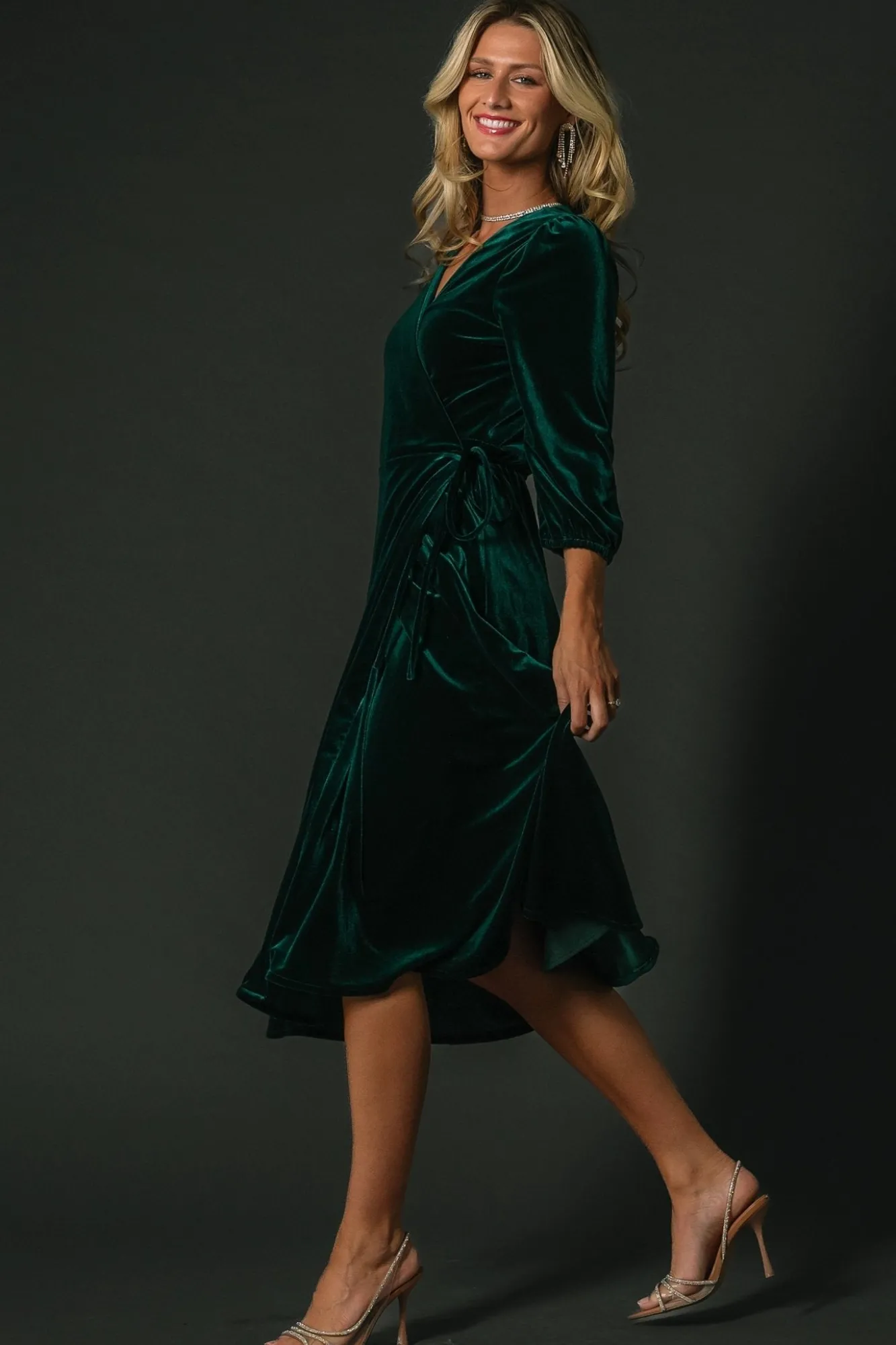 Baltic Born Beckinsale Velvet Wrap Dress | Dark Green