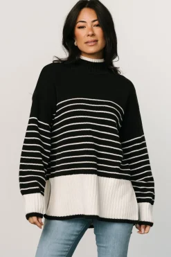 Baltic Born Benedict Stripe Knit Sweater | Black + Cream