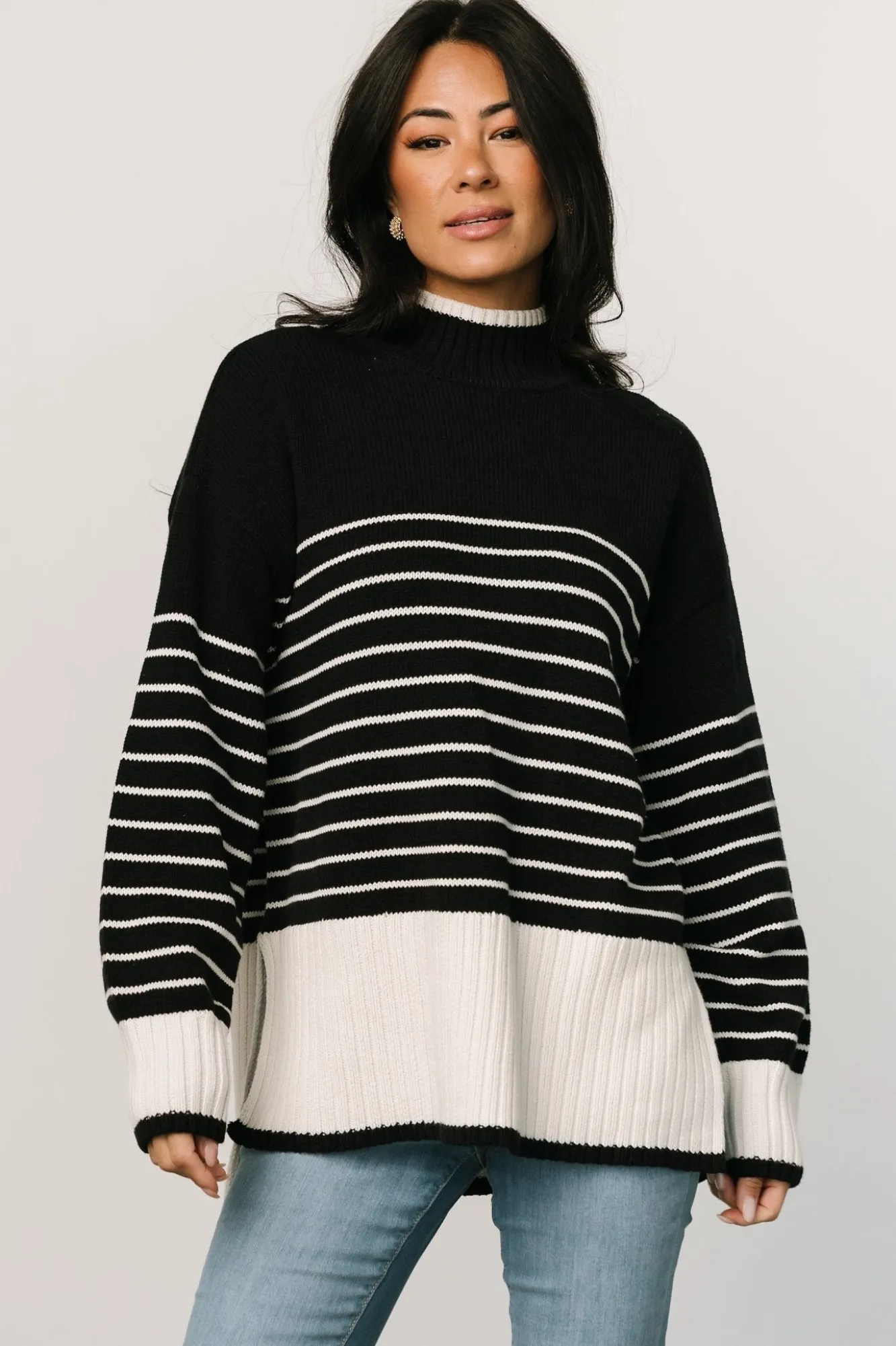 Baltic Born Benedict Stripe Knit Sweater | Black + Cream