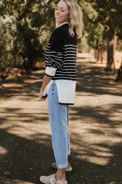 Baltic Born Benedict Stripe Knit Sweater | Black + Cream