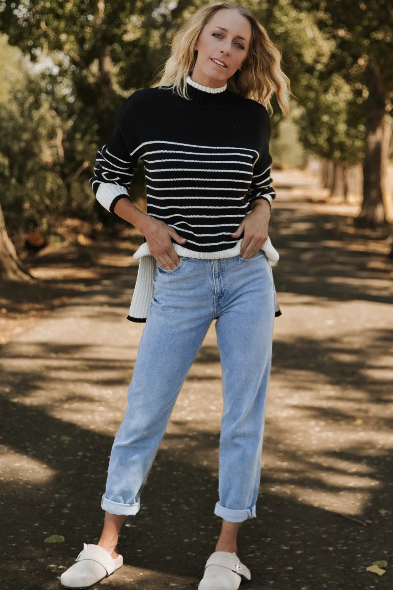 Baltic Born Benedict Stripe Knit Sweater | Black + Cream