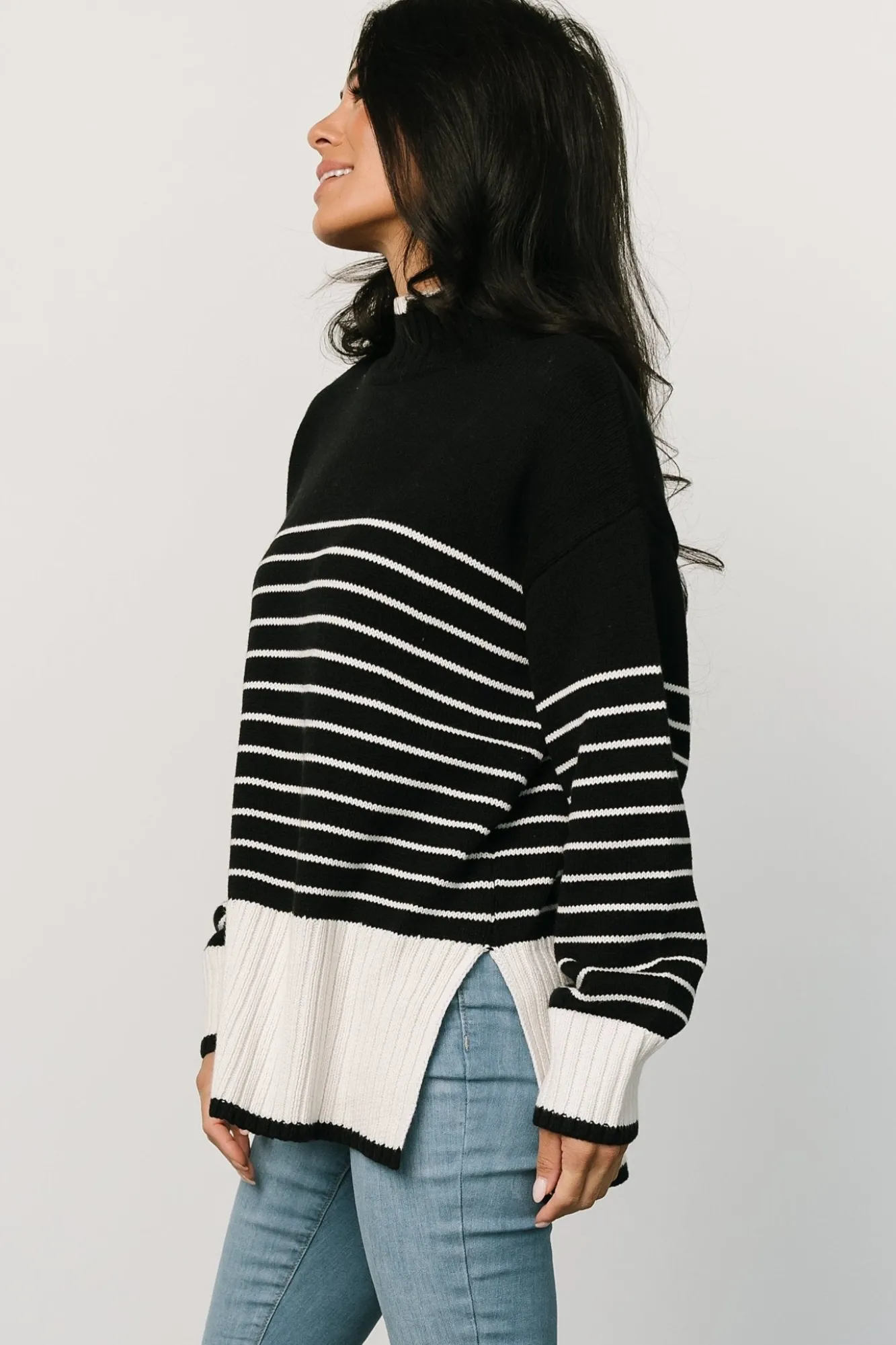Baltic Born Benedict Stripe Knit Sweater | Black + Cream