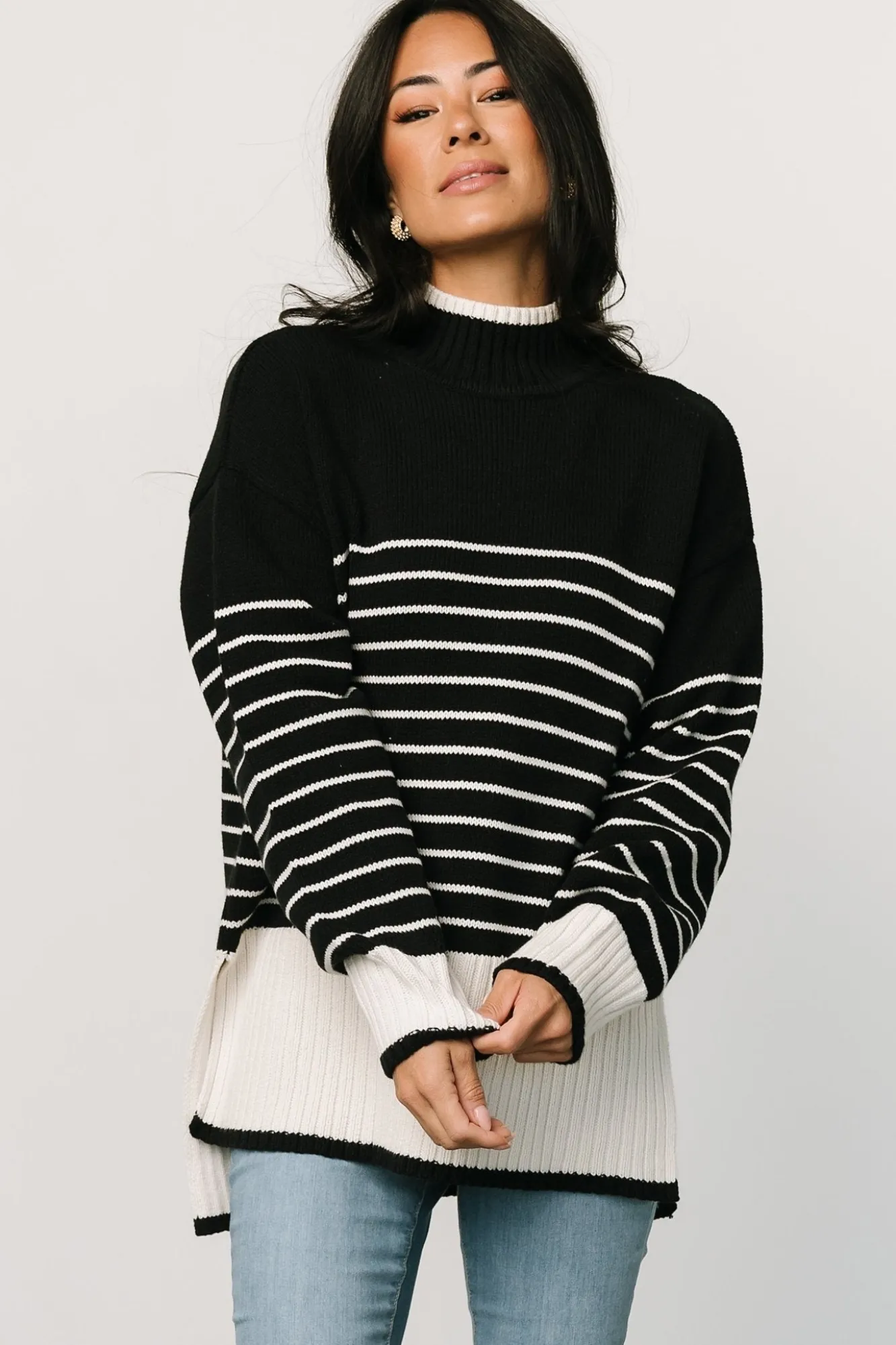 Baltic Born Benedict Stripe Knit Sweater | Black + Cream