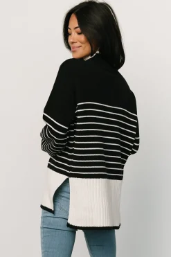 Baltic Born Benedict Stripe Knit Sweater | Black + Cream