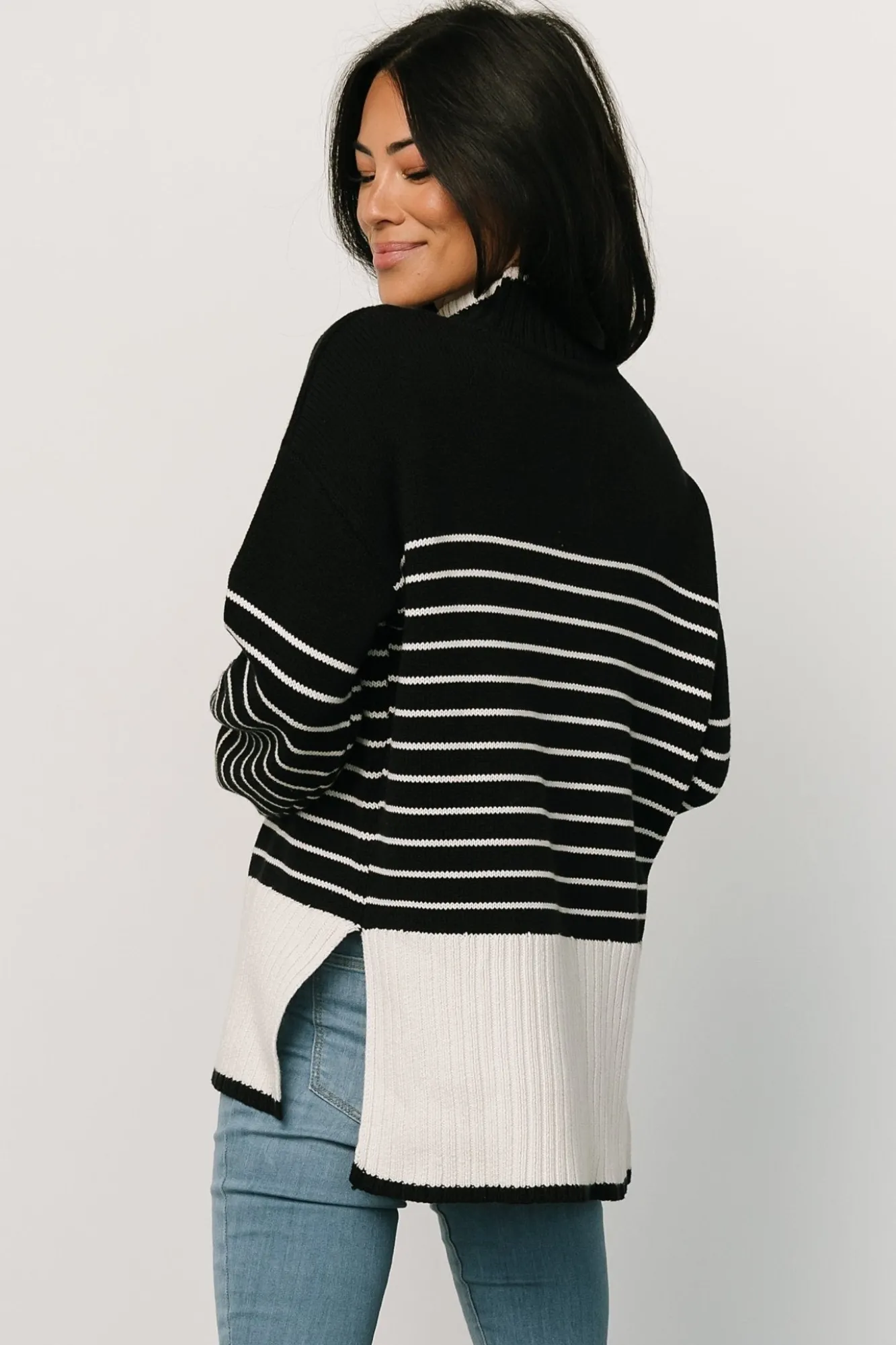 Baltic Born Benedict Stripe Knit Sweater | Black + Cream