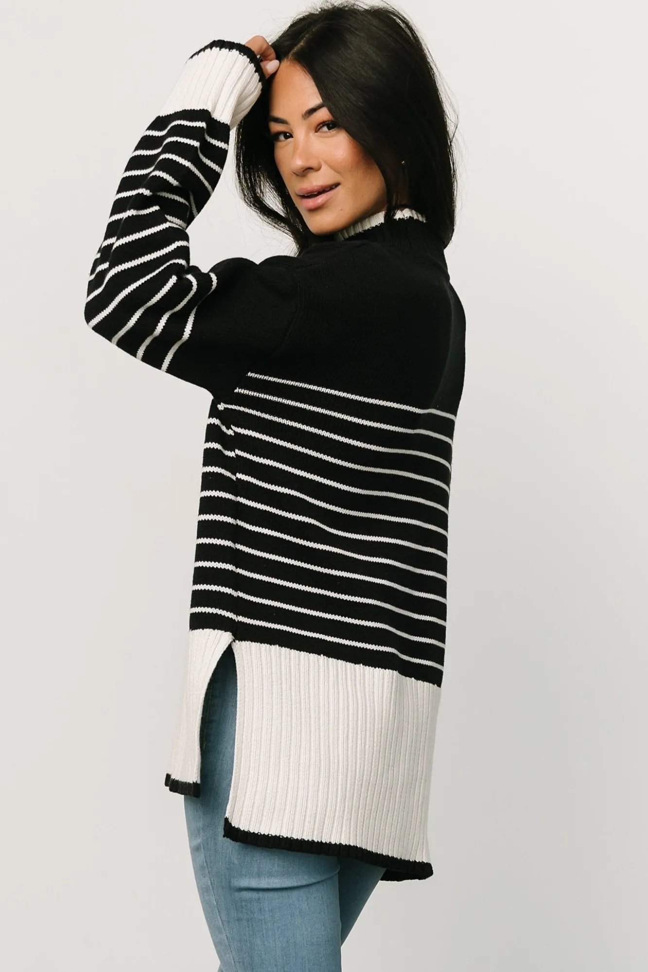Baltic Born Benedict Stripe Knit Sweater | Black + Cream