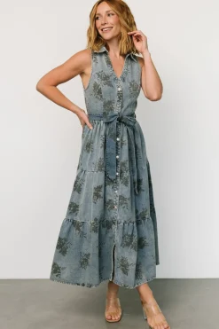 Baltic Born Bernadette Sleeveless Denim Dress | Washed Blue