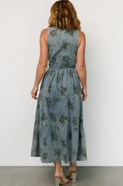 Baltic Born Bernadette Sleeveless Denim Dress | Washed Blue