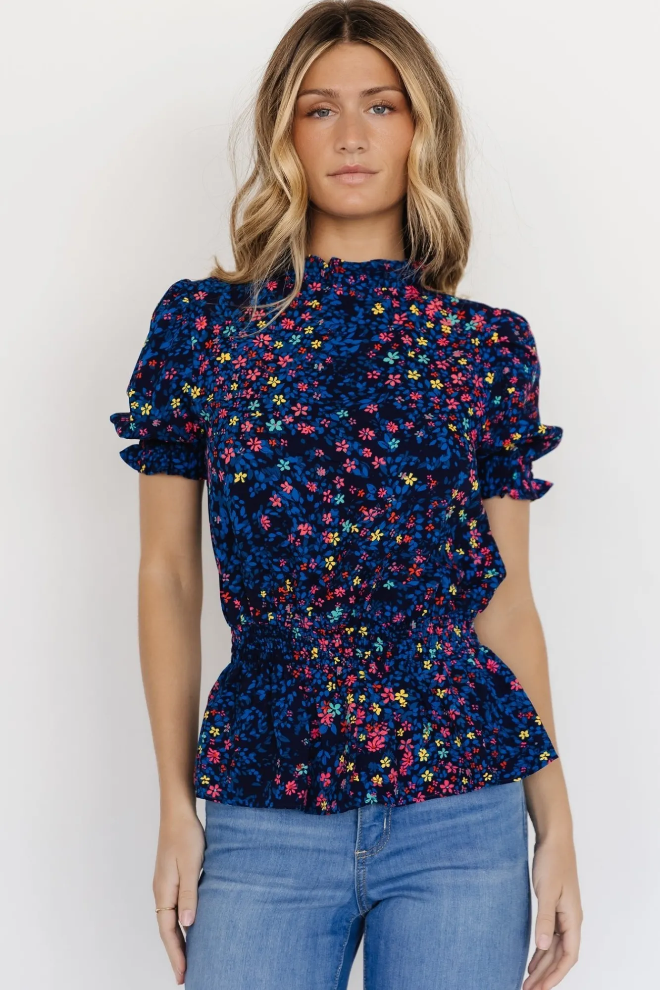 Baltic Born Beth Peplum Top | Blue Multi