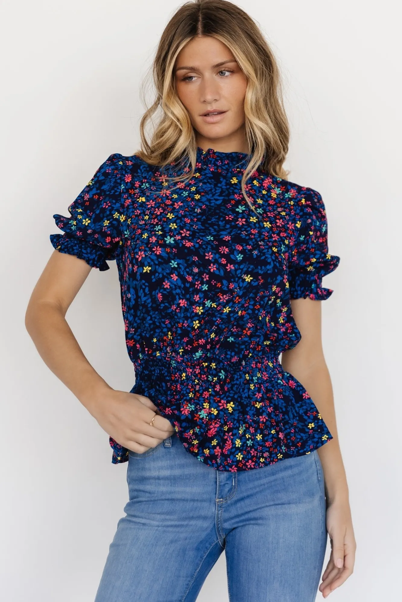 Baltic Born Beth Peplum Top | Blue Multi