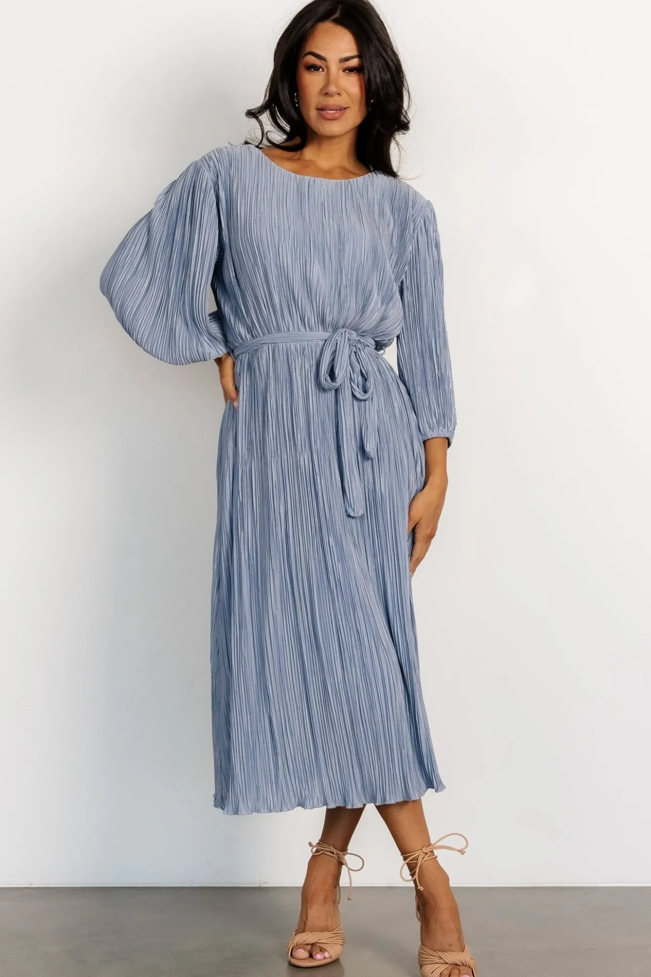 Baltic Born Bethany Pleated Midi Dress | Light Blue