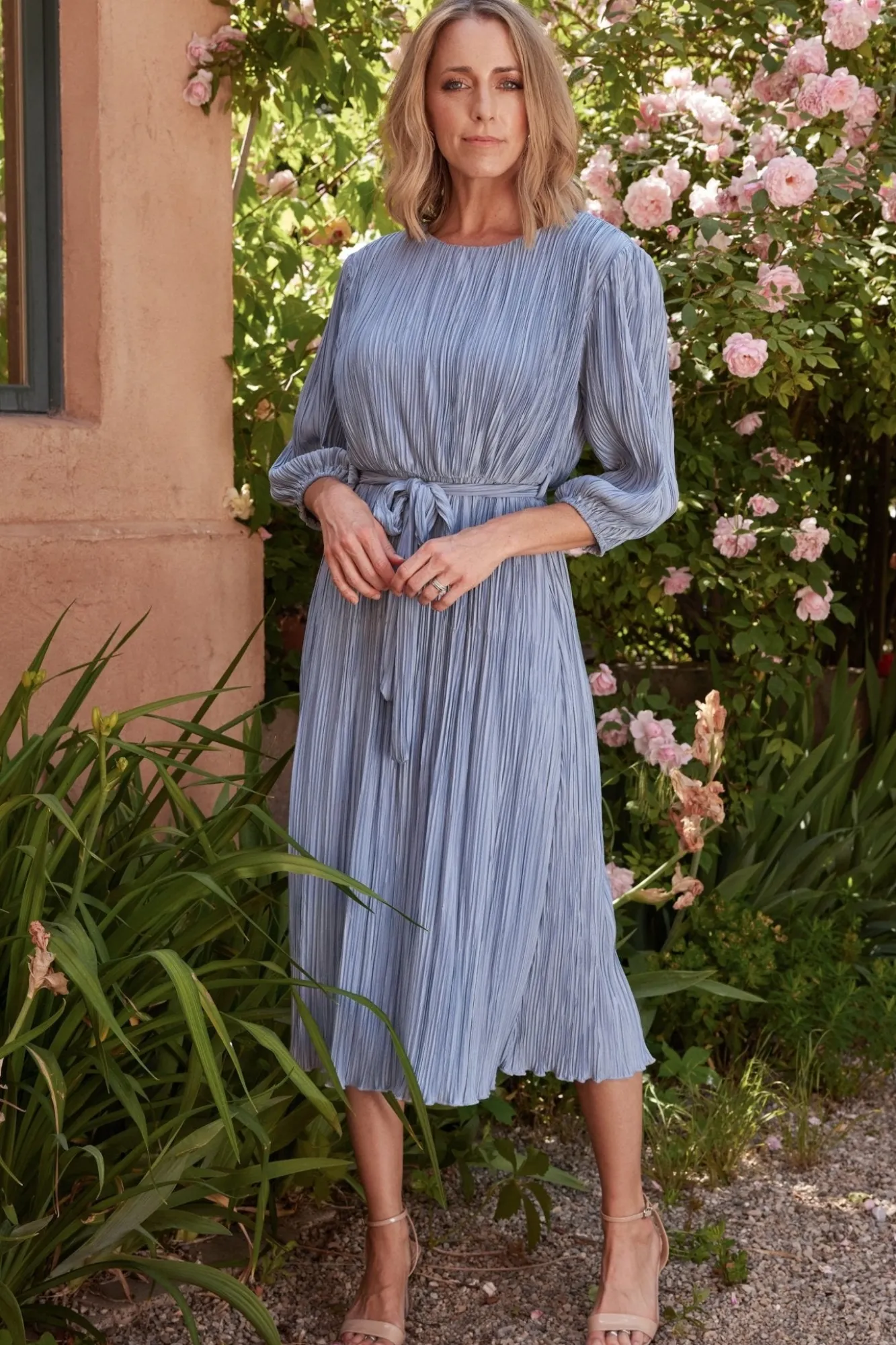 Baltic Born Bethany Pleated Midi Dress | Light Blue