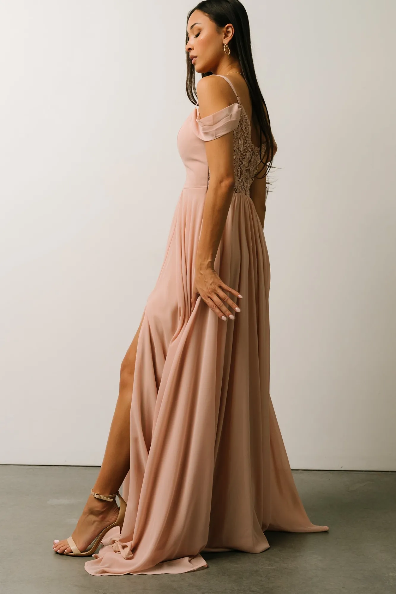 Baltic Born Bianca Lace Maxi Dress | Nude Blush