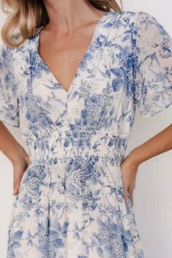 Baltic Born Birdie Maxi Dress | Off White + Blue
