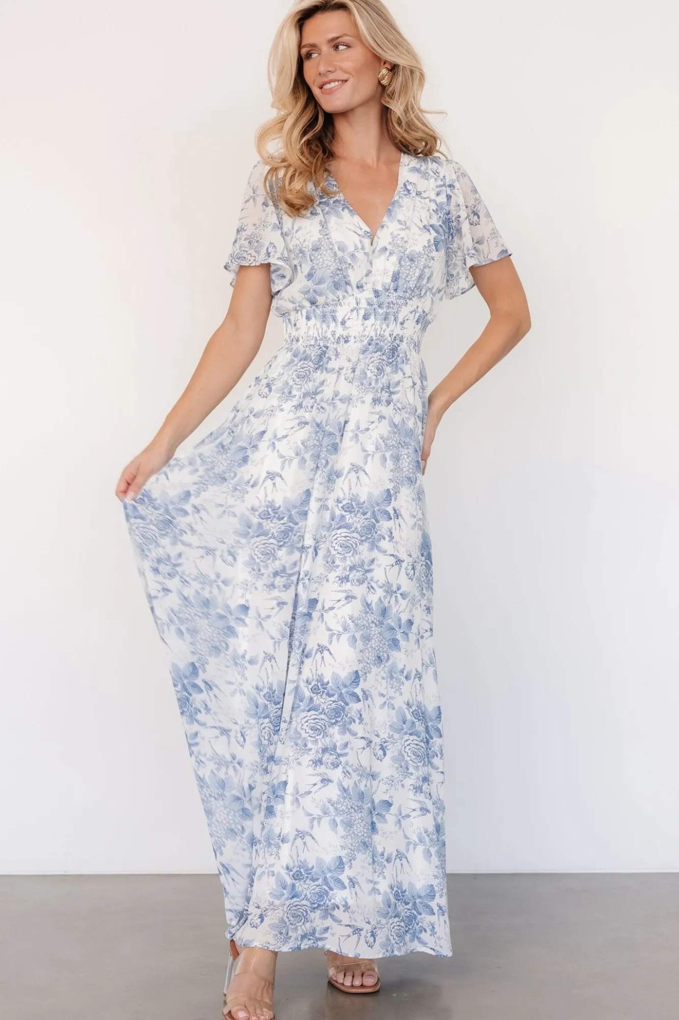 Baltic Born Birdie Maxi Dress | Off White + Blue