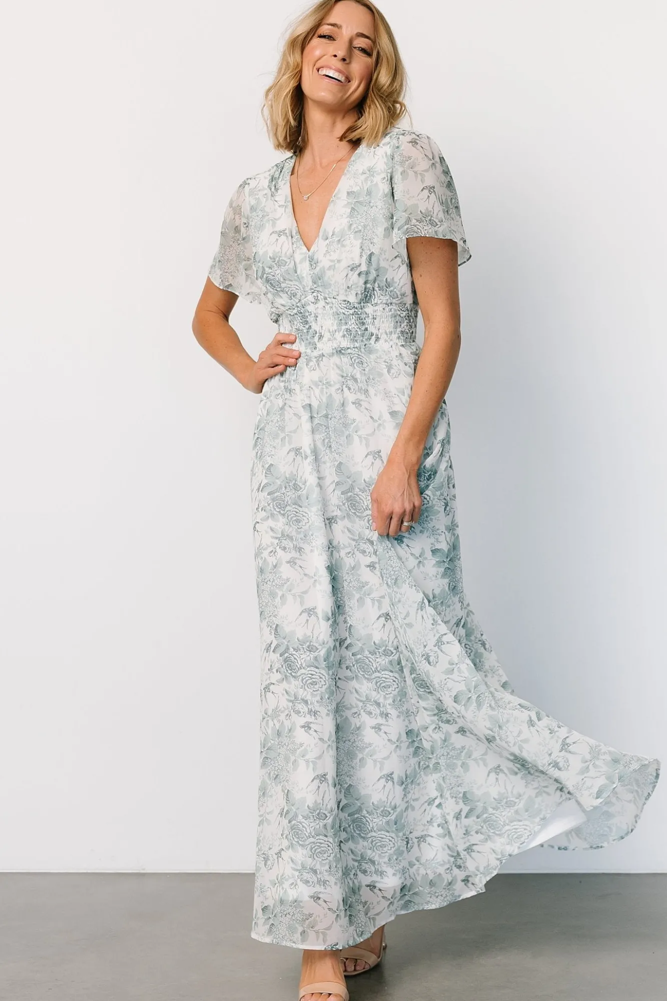 Baltic Born Birdie Maxi Dress | White + Sage Floral