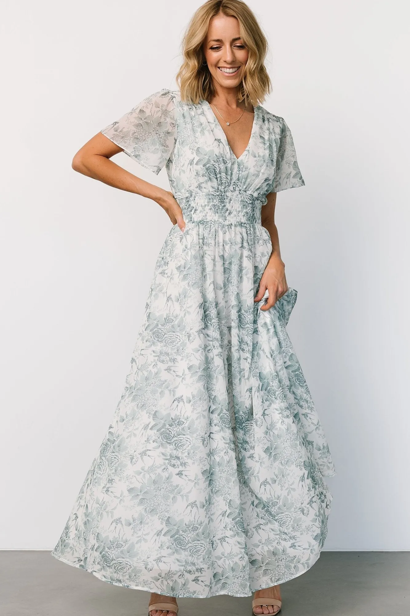 Baltic Born Birdie Maxi Dress | White + Sage Floral