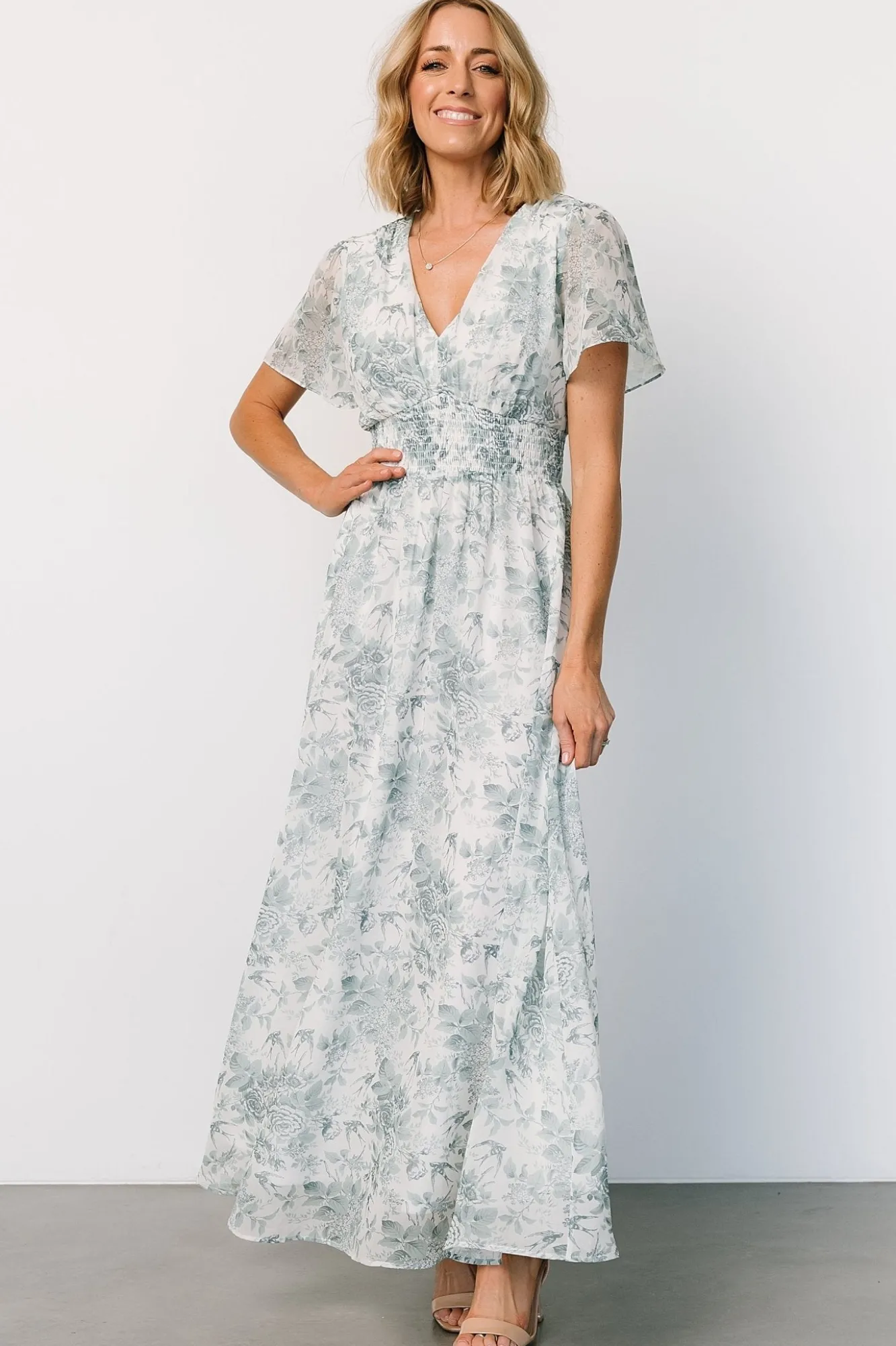 Baltic Born Birdie Maxi Dress | White + Sage Floral