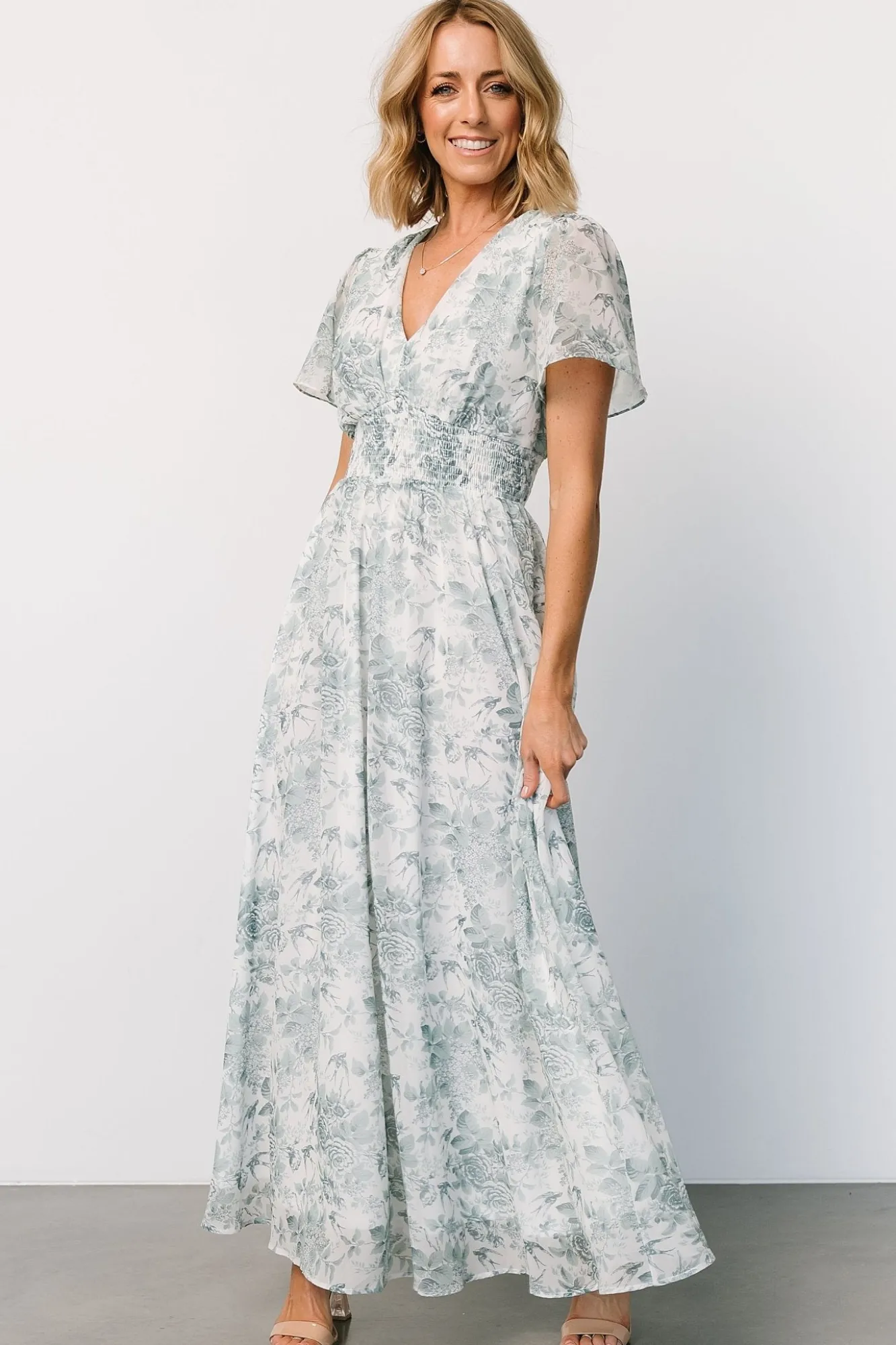 Baltic Born Birdie Maxi Dress | White + Sage Floral