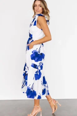 Baltic Born Blakely Button Dress | White + Cobalt