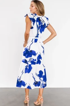 Baltic Born Blakely Button Dress | White + Cobalt