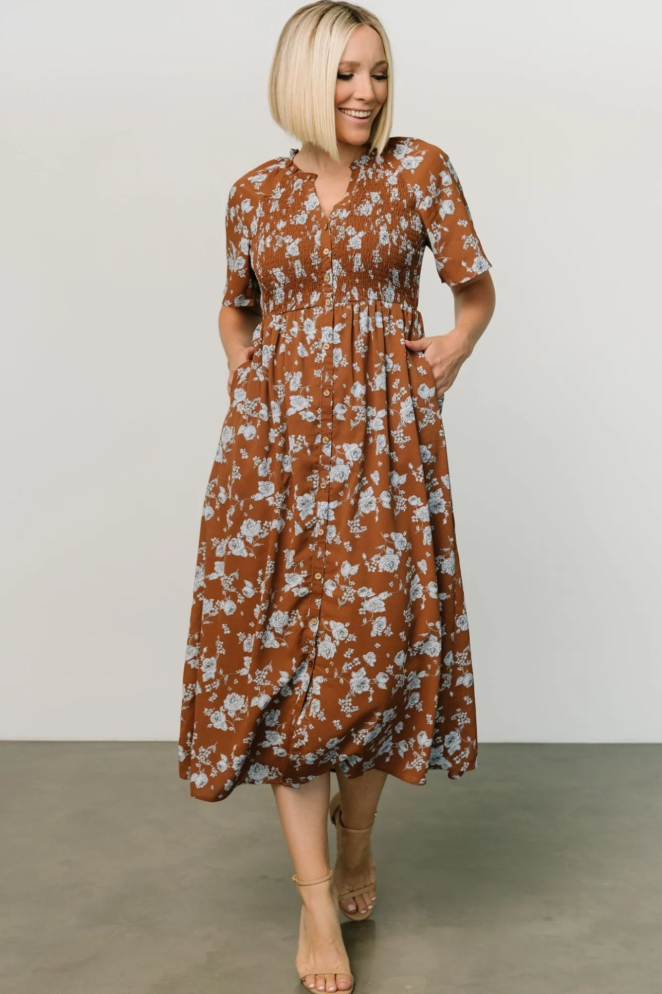 Baltic Born Botega Midi Dress | Brown + Blue