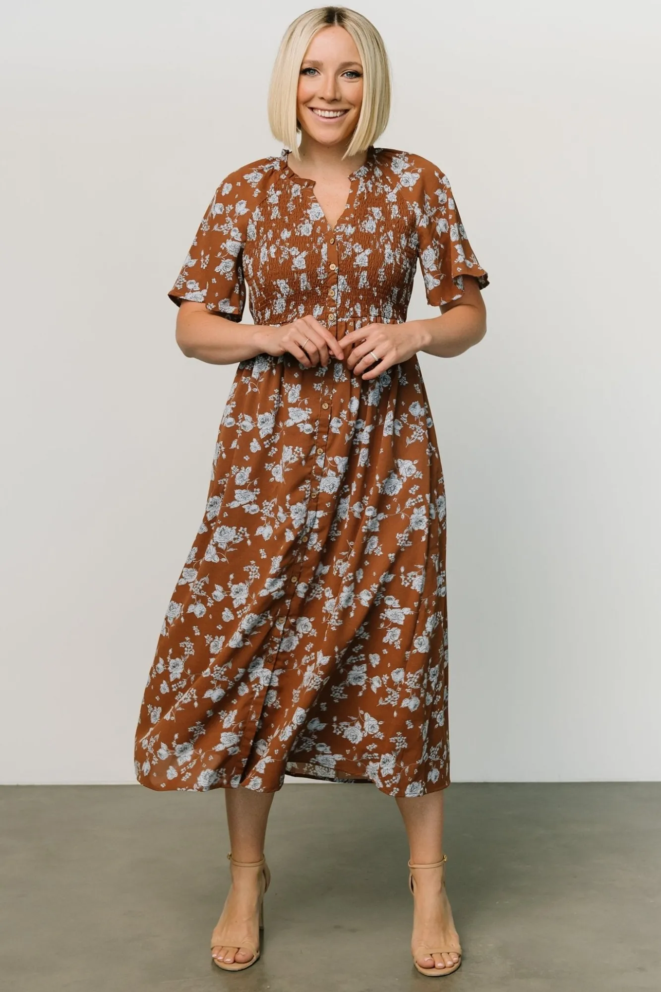 Baltic Born Botega Midi Dress | Brown + Blue