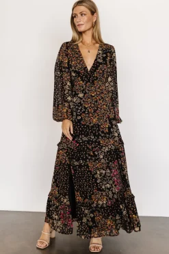 Baltic Born Bowman Deep V Maxi Dress | Black Multi