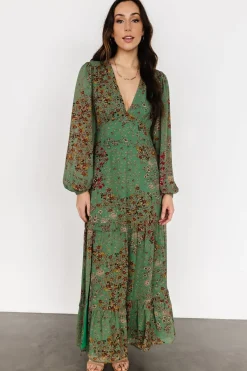 Baltic Born Bowman Deep V Maxi Dress | Green Multi